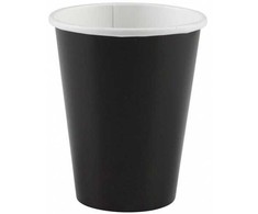 Juodos spalvos popieriniai puodeliai, 8 vnt., rinkinys, 250 ml