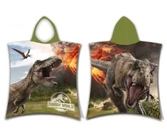 Poncho vaikams 50x115 Park Jurajski dinozaury 7615 ręcznik su kapturem dziecięce Jurassic World Park