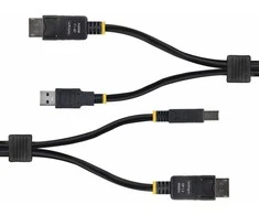 Kabelis StarTech .com 10ft (3m) DisplayPort ir USB 5Gbps KVM kabelis, 4K 60Hz, DP 1.2 ir USB kombinuotas kabelis KVM komutatoriams, 3.1 m, USB, USB, HDMI, Juodas, DisplayPort + USB 3.2 Gen 1 Type-A