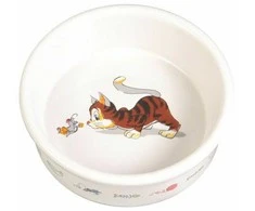TRIXIE Dubenėlis, katė su pele, keramika, 0.2 l, ø 12 cm, baltas