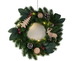 Kalėdinis LED vainikas su dekoracijomis, 20 cm