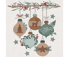 Kalėdinės servetėlės „Graphic Eco Baubles“, 20 vnt. pakuotė, 33 x 33 cm