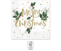 Kalėdinės servetėlės „Holly Merry I“, 20 vnt., 33x33 cm, FSC
