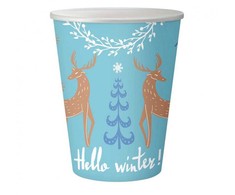 Kalėdiniai „Hello Winter“ popieriniai puodeliai, 6 vnt., po 250 ml