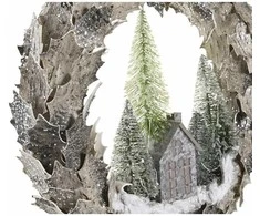 Kalėdinis vainikas DKD Home Decor Namai 46 x 7,5 x 46 cm LED Šviesus