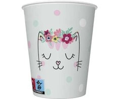 Katės gėlių vainiko popieriniai puodeliai, 8 vnt., 250 ml