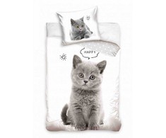 Katės patalynės komplektas „Happy Cat“ 140–200 cm, 70–90 cm