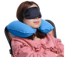 Bikuvalt Travel pillow inflatable croissant + blindfold