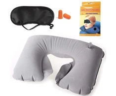 Bikuvalt Travel pillow inflatable croissant + blindfold