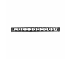 LANBERG PPKS-1224-B Keystone patch panelė, 24 portų, pakopinė, 1U, su organizatoriumi, juoda