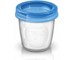 „Philips Avent“ daugkartinio naudojimo motinos pieno laikymo puodeliai, 180 ml, skaidrūs, mėlyni, 10 vnt.