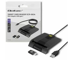 QOLTEC 50634 Išmanusis Smart ID lustinių kortelių skaitytuvas SCR0634 USB Type C