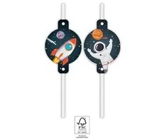 Globos Europe Bv „Rocket Space“ popieriniai šiaudeliai, 4 vnt.