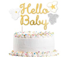 Kūdikio auksinis „Hello“ torto papuošimas