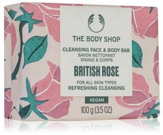 The Body Shop British Rose Cleansing Face &amp; Body Bar valomasis veido ir kūno muilas, 100 g