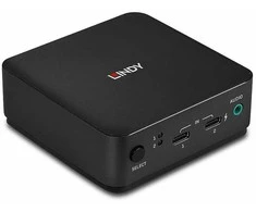 KVM Jungiklis - LINDY 2 Prievadų Type C DisplayPort 1.2 KVM Jungiklis 3840x2160@60Hz Maitinimo Šaltinis