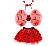 „Ladybug“ dryžuotų taškelių sijonėlio komplektas 3-8 metų vaikams