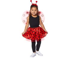 „Ladybug“ dryžuotų taškelių sijonėlio komplektas 3-8 metų vaikams