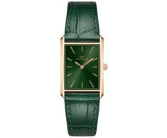 Moteriškas laikrodis DANIEL WELLINGTON surištas krokodilas smaragdinis rožinis auksas 22 mm DW00100694 + DĖŽĖ