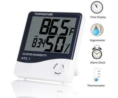 Elektroninis LCD termometras su laikrodžiu ir data