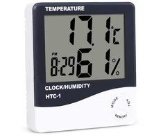 Elektroninis LCD termometras su laikrodžiu ir data