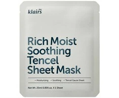 Klairs Rich Moist Shoothing Sheet Mask drėkinamoji lakštinė veido kaukė, 25 ml