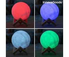 Naktinė lempa 3D mėnulis su RGB apšvietimu ir pulteliu, 15 cm