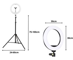 LED RGB žiedinis apšvietimas + telefono laikiklis + reguliuojamas stovas