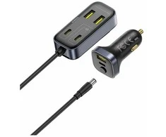 Baseus BackseatPal L1 110W automobilinis įkroviklis 3 x USB-A + 3 x USB-C su 1.5m Extension Kabelis - juodos spalvos