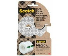 3M SCOTCH lipnios juostos dozatorius, nerūdijančio plieno + 2 x Magic™ juostos, 19 mm x 13,9 m, sidabrinės spalvos