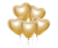 GoDan Balloons BeautyxCharm, Platinum Gold Hearts 12"/ 6 vnt. Godan