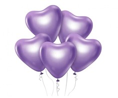 GoDan B&amp;C Balloons Platinum Violetinė Hearts 30,5cm 6vnt