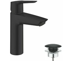 Grohe basin mixer Start M, push-open pop-up waste, matt juodas