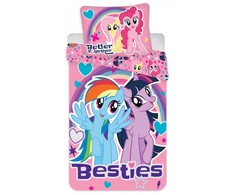 Patalynė bawełniana 140x200 Kucyki Pony My Little rózowa 7079 poszewka 70x90 dziecięca besties