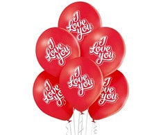 Dekoratyvinis balionas 12 I Love You raudonas, 6 vnt., Valentino diena GODAN BRP5000286