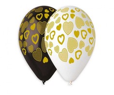 Meilės balionas „Auksinės širdelės“, 5 dalių 13 colių (33 cm)