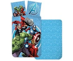 Mėlynas patalynės komplektas „Avengers“ 140–200 cm, 70–90 cm