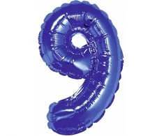 Mėlynas skaičius, mėlynas skaičius 9 mini folijos balionas, 35 cm