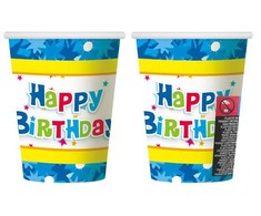 Popierinis puodelis 270 ml Happy Birthday mėlynas GODAN