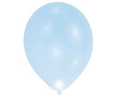 Mėlynos spalvos šviečiantys LED balionai, 5 vnt., 11 colių (27,5 cm)