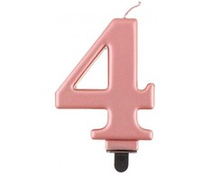 GoDan gimtadienio žvakė "4" rožinio aukso 8 cm
