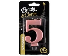 GoDan Gimtadienio žvakė "5" aukso spalvos 8cm