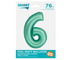 Mėtų žalios spalvos folijos balionas „Skaičius 6“, 76 cm