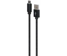 Gembird CCDB-mUSB2B-AMBM-6 Medvilninis pintas Micro-USB laidas su metalinėmis jungtimis, 1,8 m, juodas