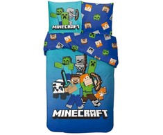 Minecraft Block World patalynės komplektas 140x200cm, 65x65 cm