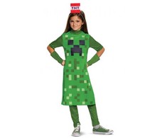 Minecraft Creeper klasikinis mergaitės kostiumas 7-8 metams