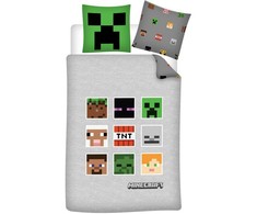 Minecraft pilkas patalynės komplektas 140x200cm, 63x63 cm mikropluošto