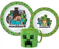 „Minecraft Pixelcraft“ vakarienės rinkinys, mikroplastiko rinkinys su puodeliu 265 ml