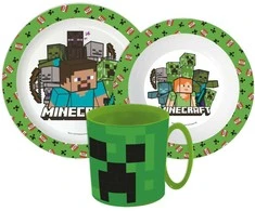 „Minecraft Pixelcraft“ vakarienės rinkinys, mikroplastiko rinkinys su 390 ml puodeliu