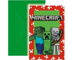 Globos Europe Bv „GoDan“ kvietimai su „Minecraft“ vokais, 6 vnt.